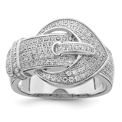 Sterlingsilber Brillant Glut Rhodiniert 140 Stein Mikro Pavé Zirkonia Schnalle Ring
