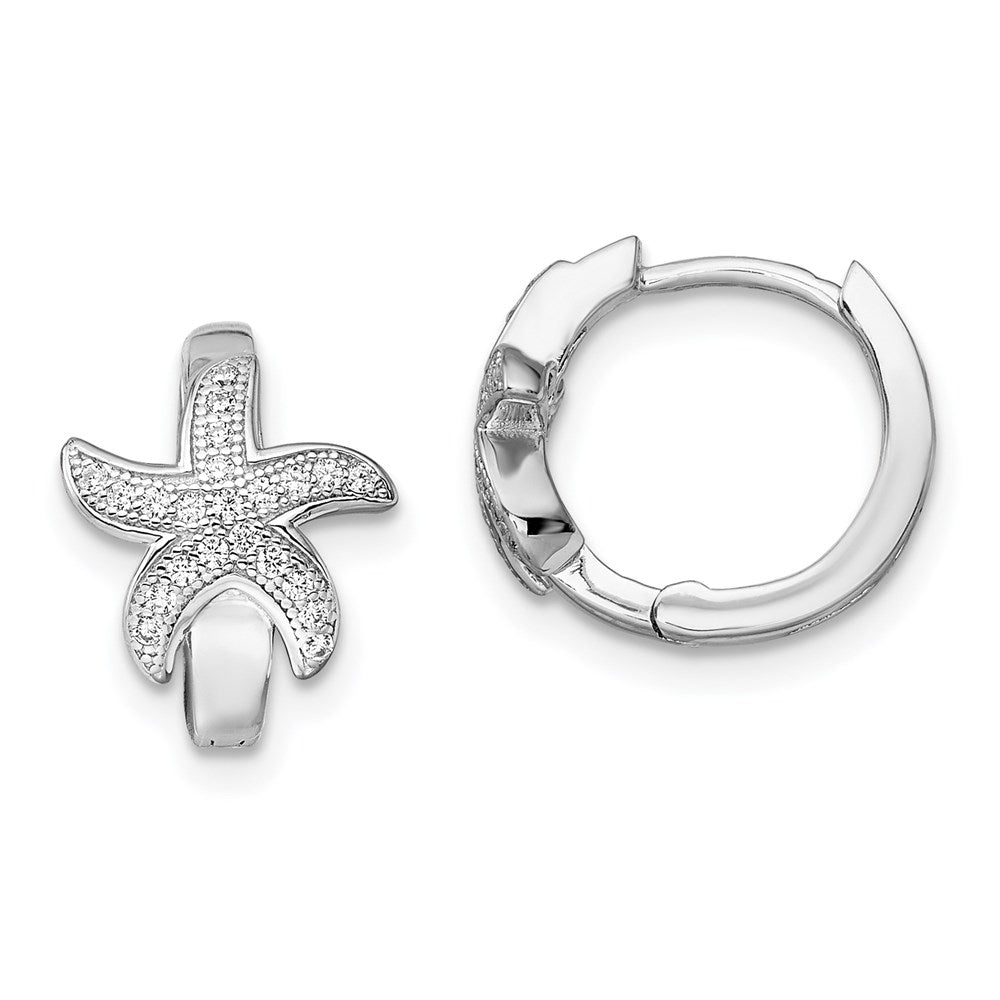 Sterlingsilber Brillant Glut Rhodiniert 44 Stein Mikro Pavé Zirkonia Seestern Klappbar Creolen