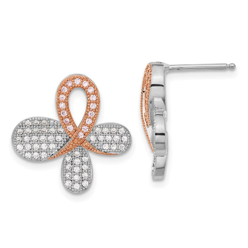 Ss/vergoldet Brillant Glut Sterlingsilber Rose Vergoldet Zirkonia Bewusstsein Ohrstecker
