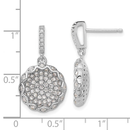 Sterlingsilber Brillant Glut Zirkonia Kreis Hängend Ohrstecker