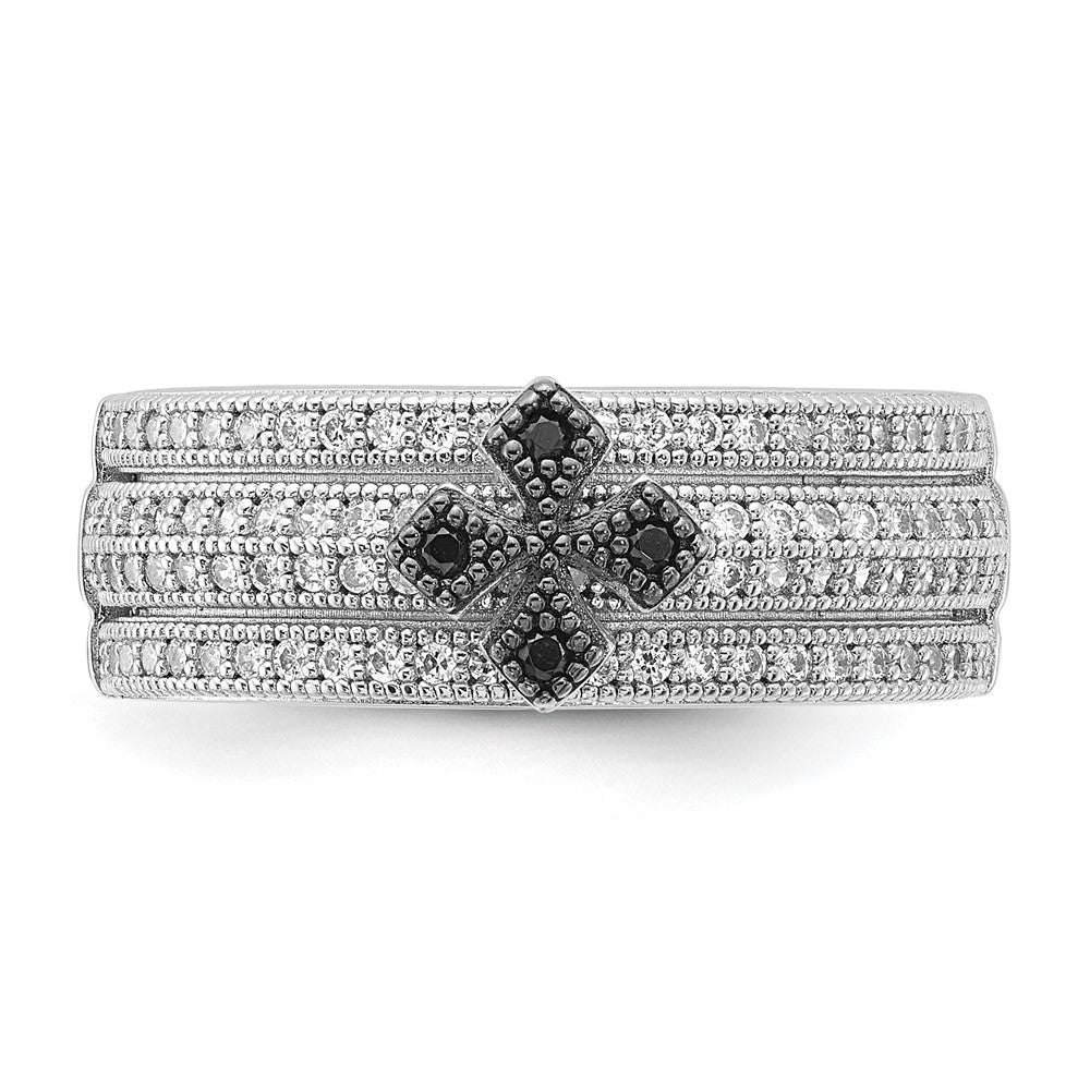 Sterlingsilber & Zirkonia True Feuer Poliert Kreuz Ring