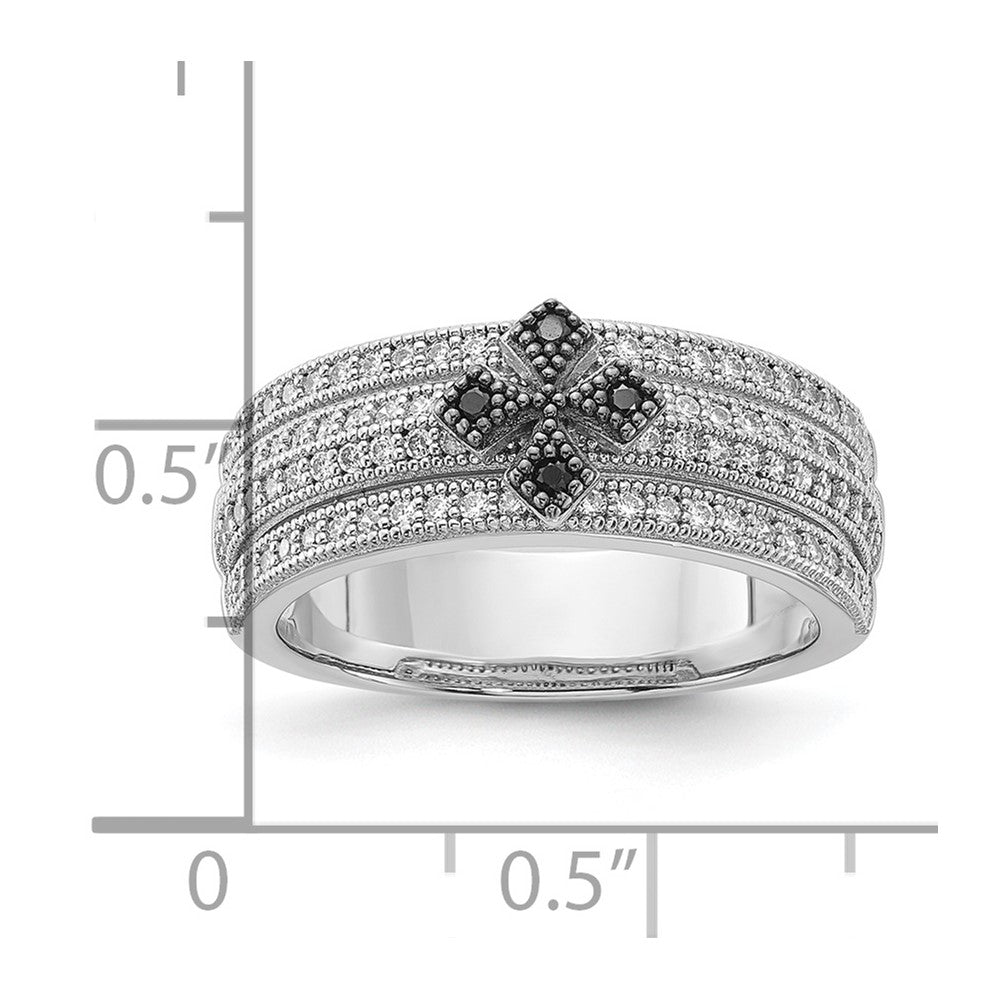 Sterlingsilber & Zirkonia True Feuer Poliert Kreuz Ring