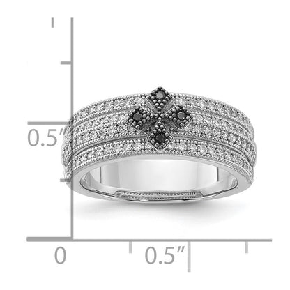Sterlingsilber & Zirkonia True Feuer Poliert Kreuz Ring