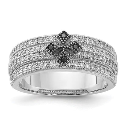 Sterlingsilber & Zirkonia True Feuer Poliert Kreuz Ring