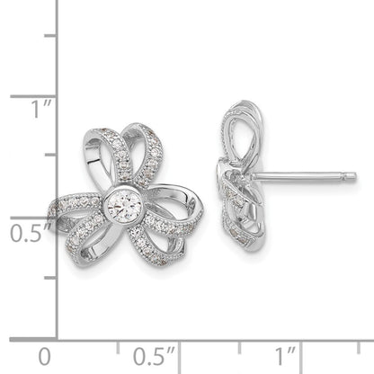 Sterlingsilber Brillant Glut Zirkonia Blume Ohrstecker