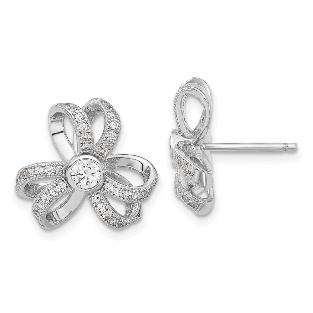 Sterlingsilber Brillant Glut Zirkonia Blume Ohrstecker