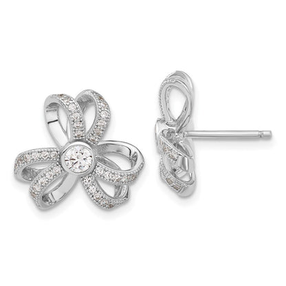 Sterlingsilber Brillant Glut Zirkonia Blume Ohrstecker
