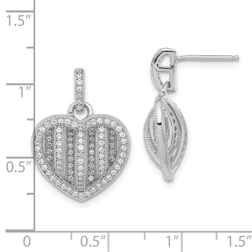 Sterlingsilber Brillant Glut Poliert Zirkonia Herz Stecker Ohrhänger