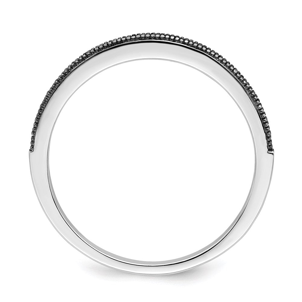 Sterlingsilber Brillant Glut Rhodiniert 25 Stein Mikro Pavé Schwarz Zirkonia Poliert Ring