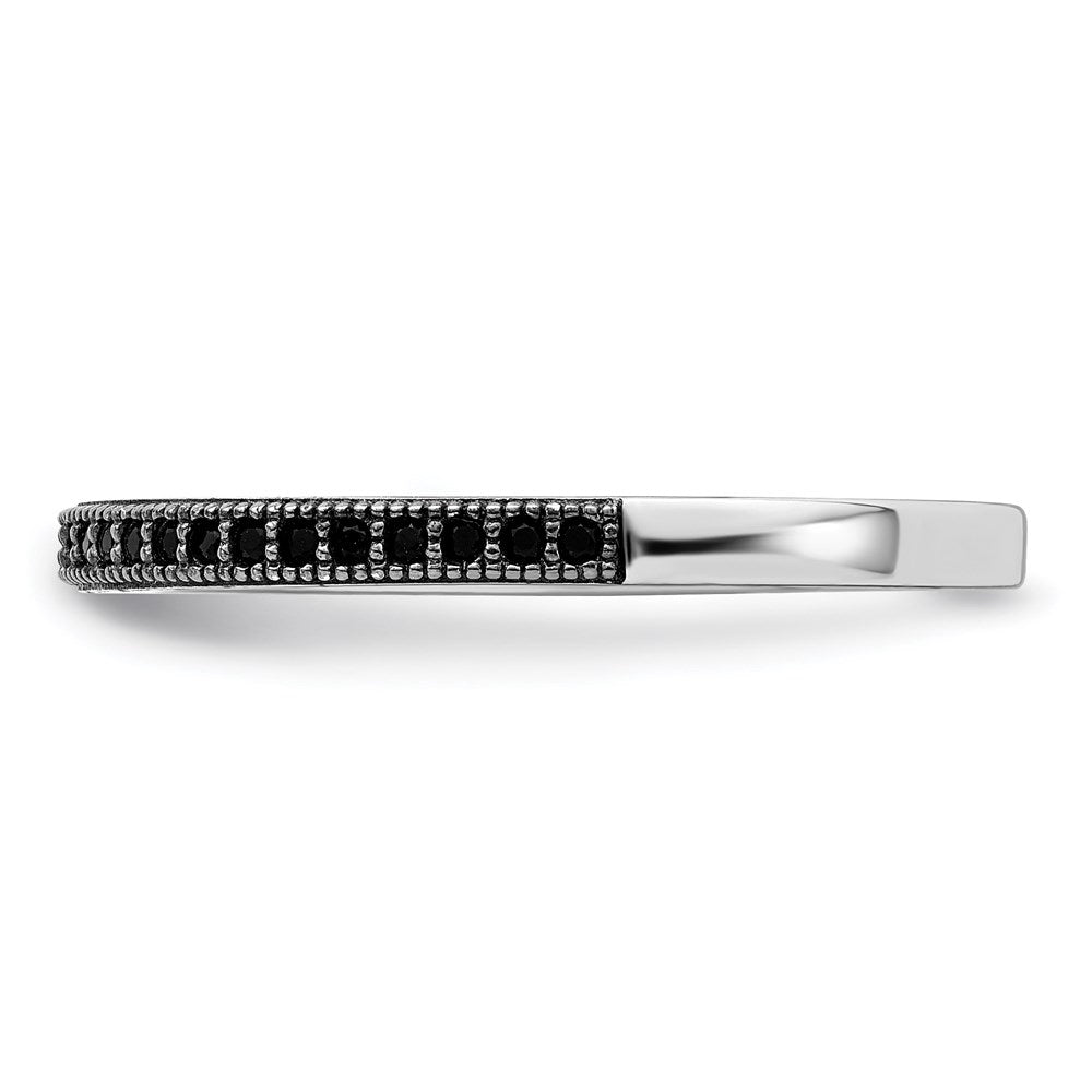 Sterlingsilber Brillant Glut Rhodiniert 25 Stein Mikro Pavé Schwarz Zirkonia Poliert Ring