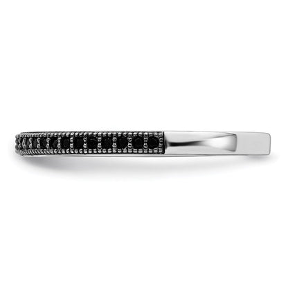 Sterlingsilber Brillant Glut Rhodiniert 25 Stein Mikro Pavé Schwarz Zirkonia Poliert Ring