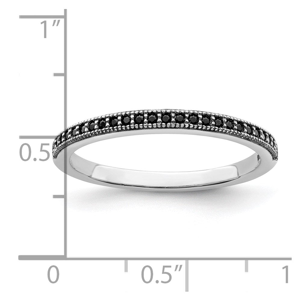 Sterlingsilber Brillant Glut Rhodiniert 25 Stein Mikro Pavé Schwarz Zirkonia Poliert Ring
