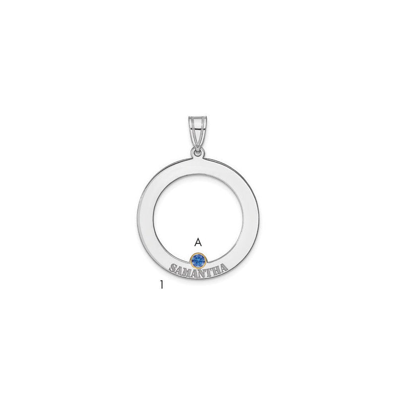 Sterlingsilber Ss/rhodiniert 1 Geburtsstein Kreis mit 14K Zargenfassung Familie Anhänger