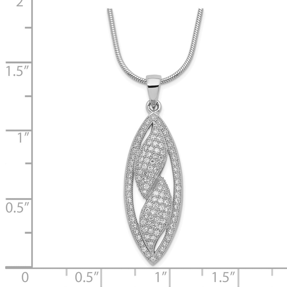 Sterlingsilber & Zirkonia Brillant Glut Fantasie Marquise Design Halskette