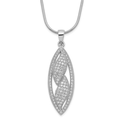 Sterlingsilber & Zirkonia Brillant Glut Fantasie Marquise Design Halskette