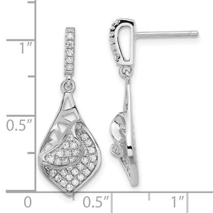 Sterlingsilber Brillant Glut Fantasie Zirkonia Tropfen Hängend Ohrstecker