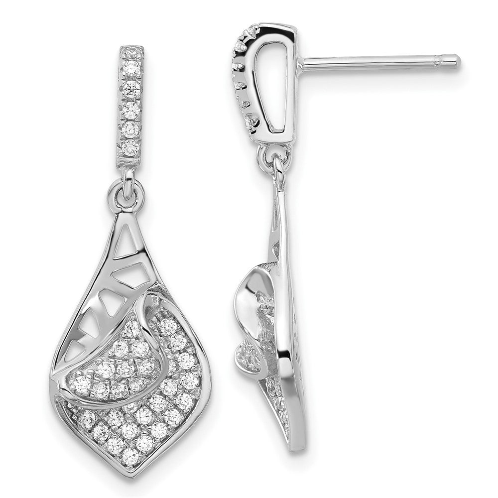 Sterlingsilber Brillant Glut Fantasie Zirkonia Tropfen Hängend Ohrstecker