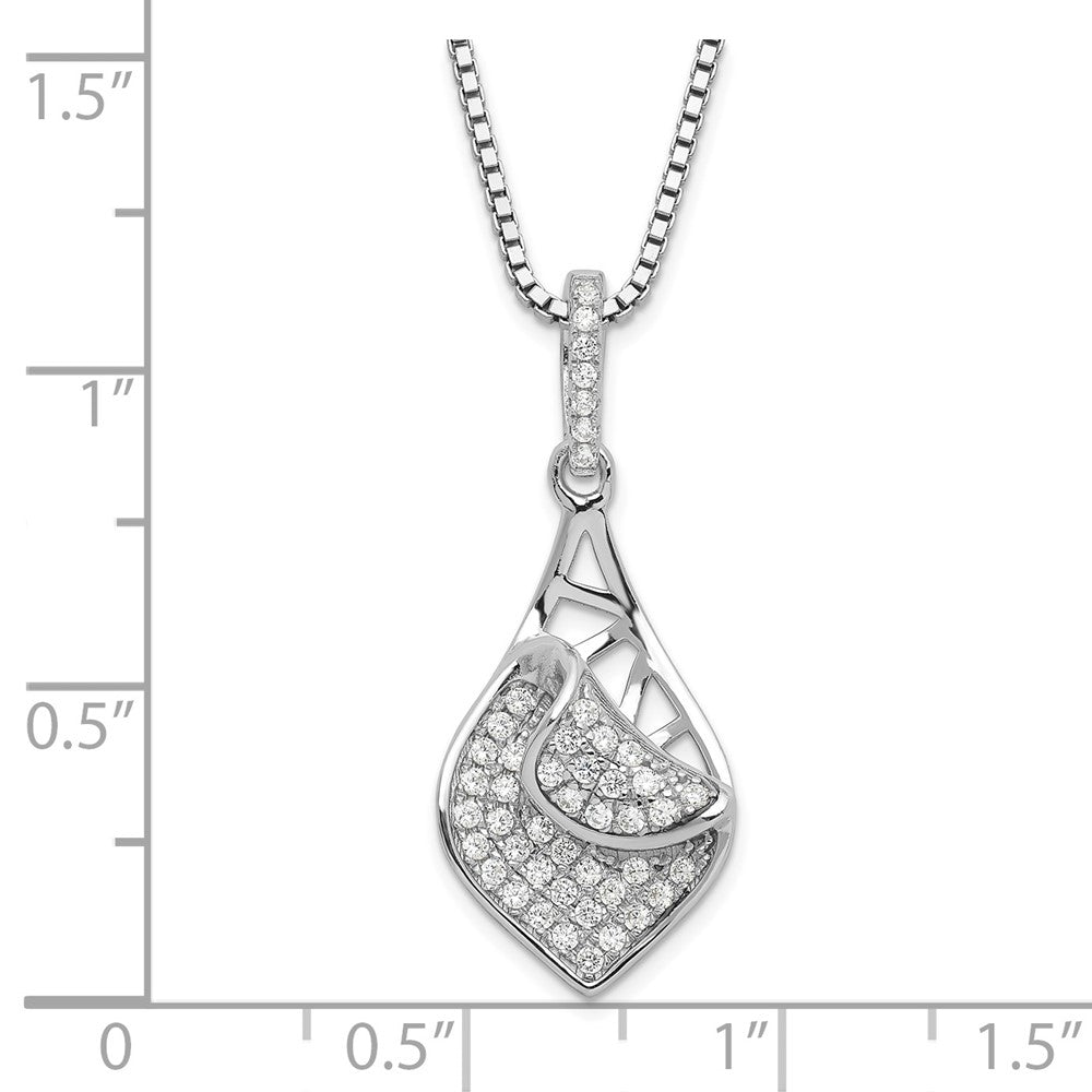 Sterlingsilber & Zirkonia Brillant Glut Fantasie Tropfen Halskette