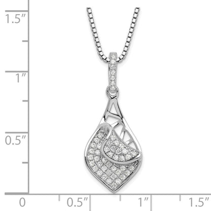 Sterlingsilber & Zirkonia Brillant Glut Fantasie Tropfen Halskette