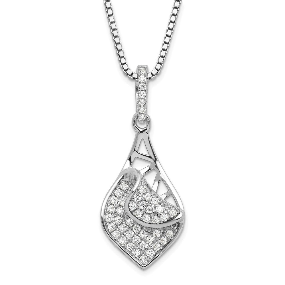 Sterlingsilber & Zirkonia Brillant Glut Fantasie Tropfen Halskette