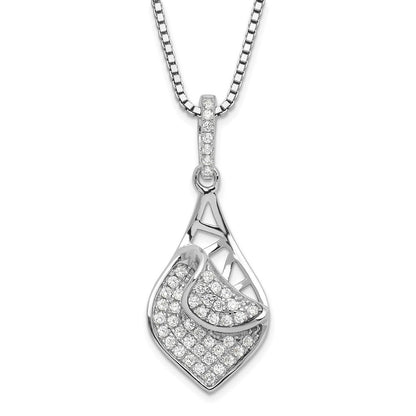 Sterlingsilber & Zirkonia Brillant Glut Fantasie Tropfen Halskette