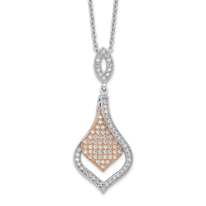 Ss/vergoldet Brillant Glut Sterlingsilber Rose Vergoldet Rhodiniert 105 Stein 18 Zoll Mikro Pavé Zirkonia Halskette mit 2 Verlängerung