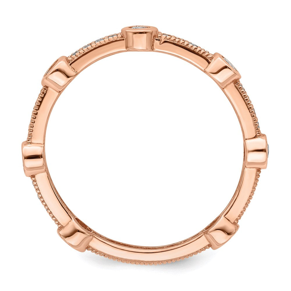 Sterlingsilber Brillant Glut Rose Vergoldet 33 Stein Mikro Pavé Zirkonia Ring