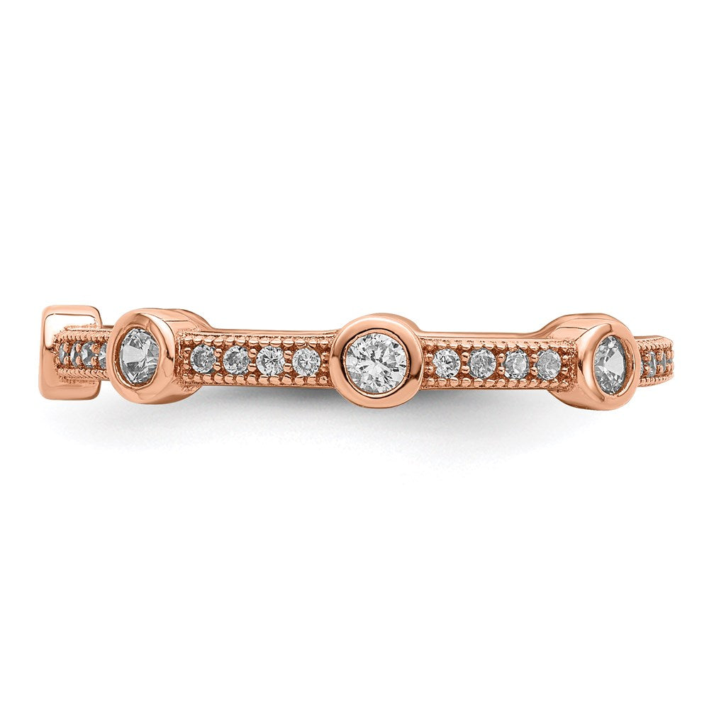 Sterlingsilber Brillant Glut Rose Vergoldet 33 Stein Mikro Pavé Zirkonia Ring