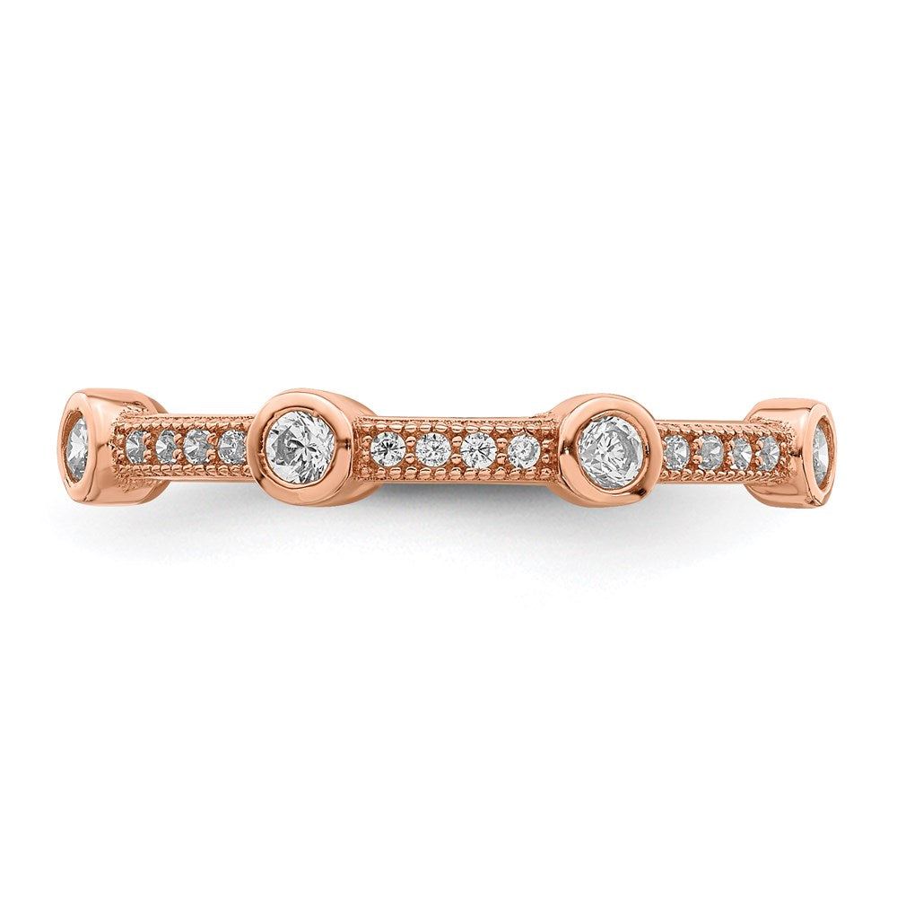 Sterlingsilber Brillant Glut Rose Vergoldet 33 Stein Mikro Pavé Zirkonia Ring