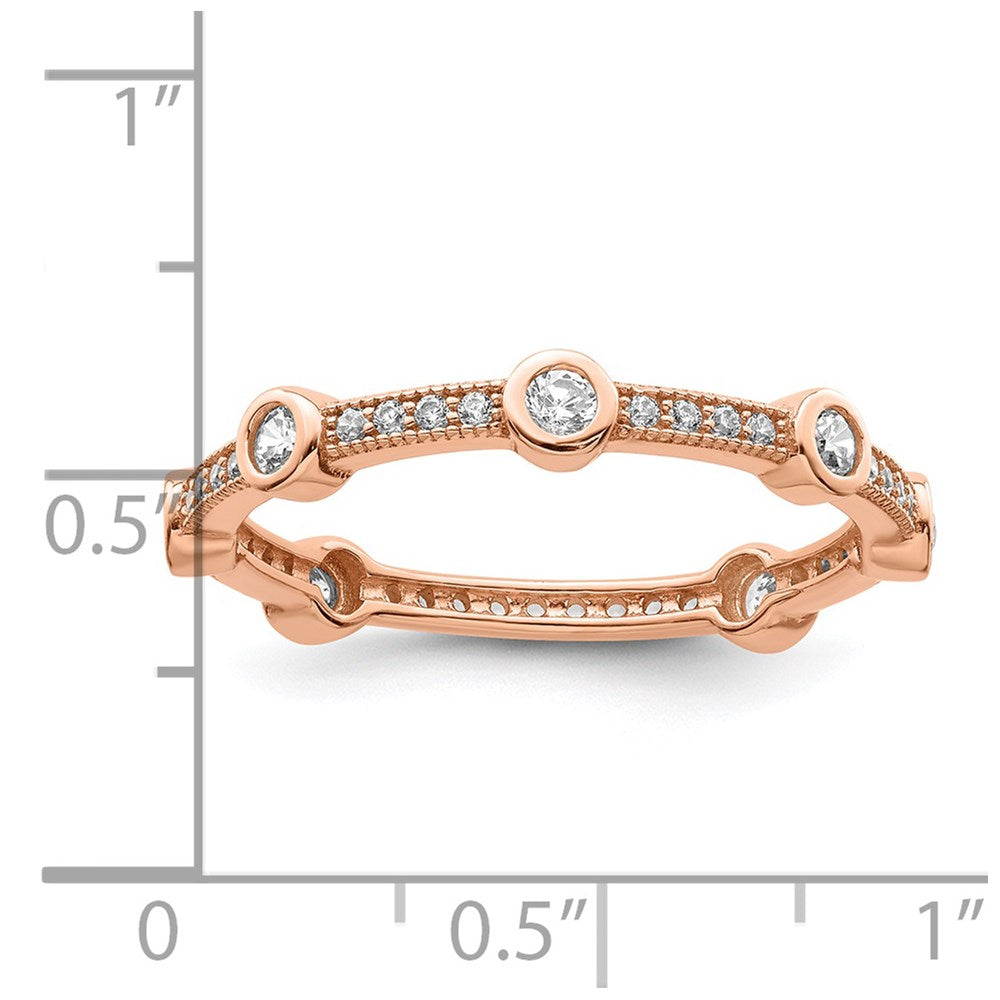Sterlingsilber Brillant Glut Rose Vergoldet 33 Stein Mikro Pavé Zirkonia Ring
