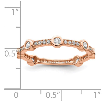 Sterlingsilber Brillant Glut Rose Vergoldet 33 Stein Mikro Pavé Zirkonia Ring