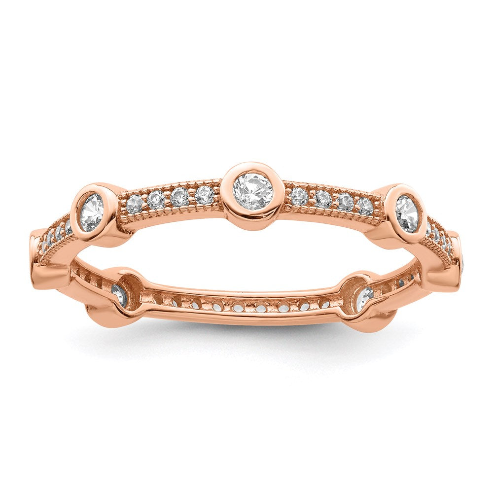 Sterlingsilber Brillant Glut Rose Vergoldet 33 Stein Mikro Pavé Zirkonia Ring
