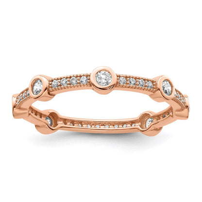 Sterlingsilber Brillant Glut Rose Vergoldet 33 Stein Mikro Pavé Zirkonia Ring