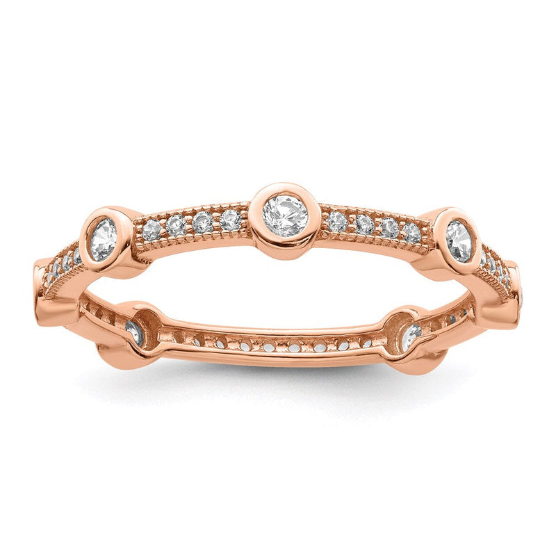 Sterlingsilber Brillant Glut Rose Vergoldet 33 Stein Mikro Pavé Zirkonia Ring