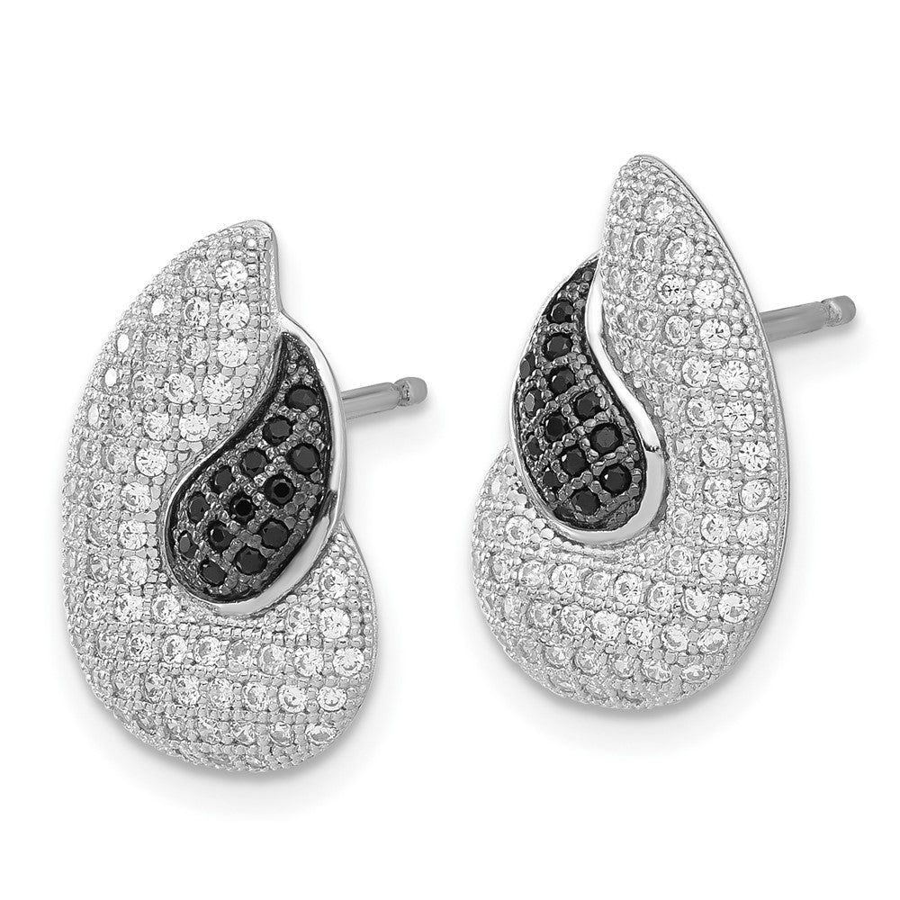 Sterlingsilber True Feuer Poliert Schwarz & Klar Zirkonia Teardrops Ohrstecker