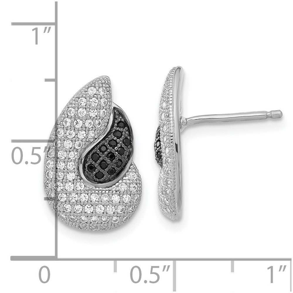 Sterlingsilber True Feuer Poliert Schwarz & Klar Zirkonia Teardrops Ohrstecker