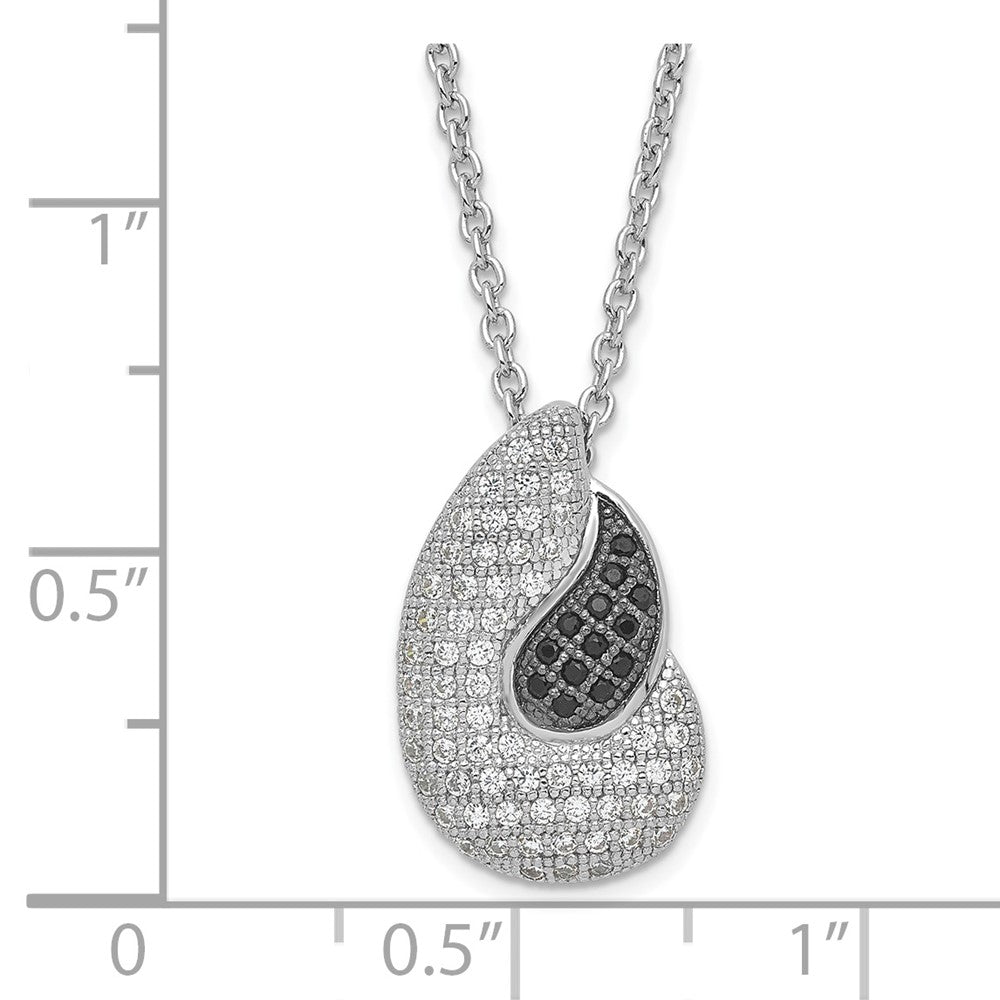Sterlingsilber Schwarz & Klar Zirkonia True Feuer Poliert Teardrops Halskette