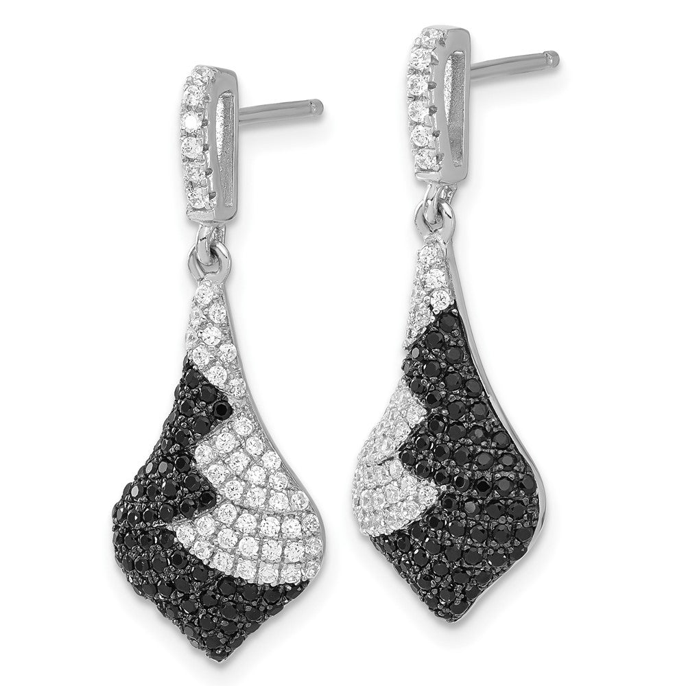 Sterlingsilber True Feuer Schwarz & Weiß Zirkonia Hängend Ohrstecker