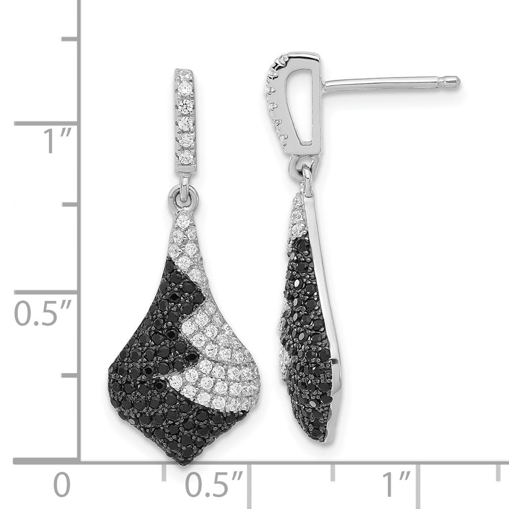Sterlingsilber True Feuer Schwarz & Weiß Zirkonia Hängend Ohrstecker