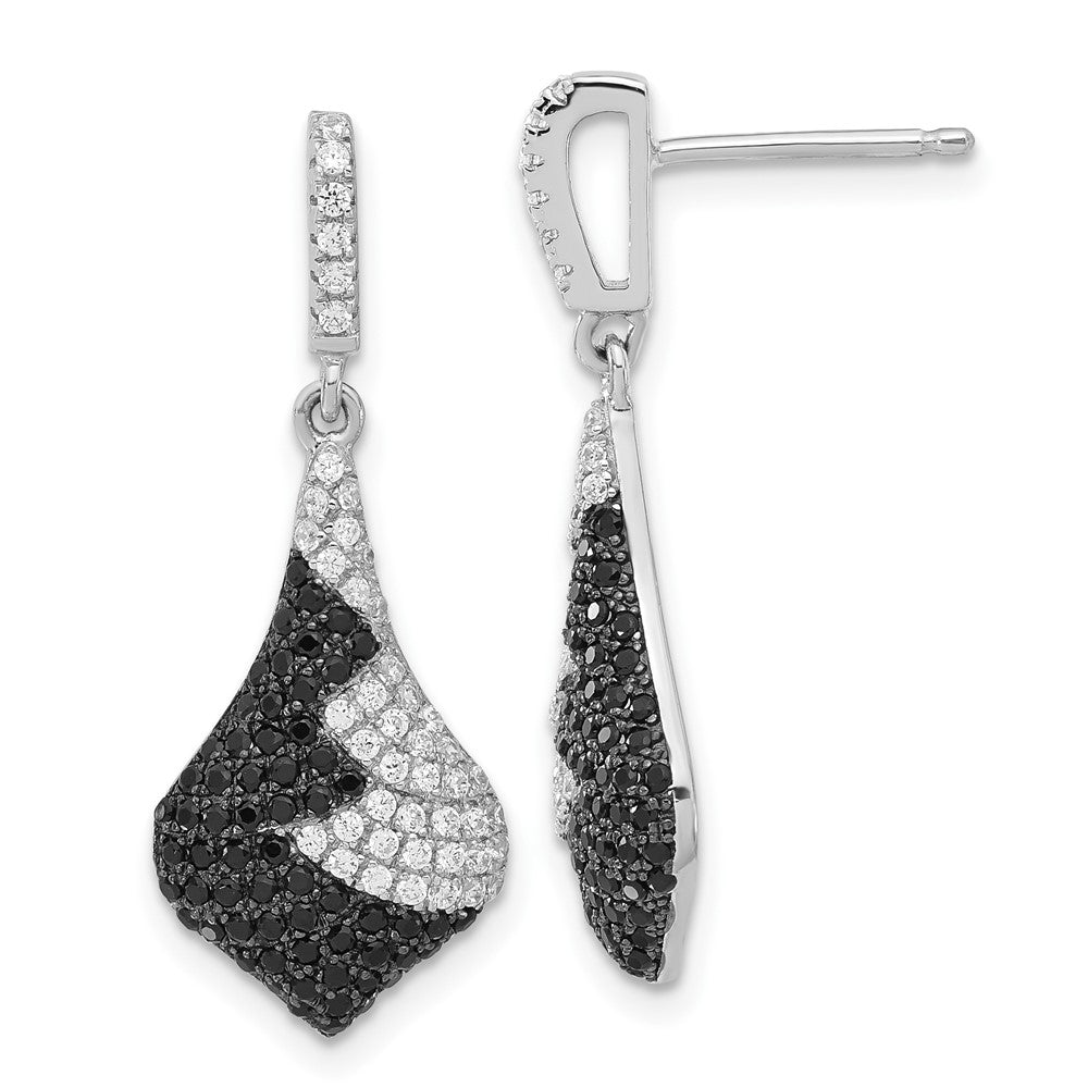 Sterlingsilber True Feuer Schwarz & Weiß Zirkonia Hängend Ohrstecker