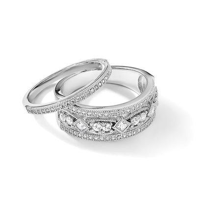 Sterlingsilber Brillant Glut Rhodiniert 25 Stein Mikro Pavé Zirkonia Poliert Ring