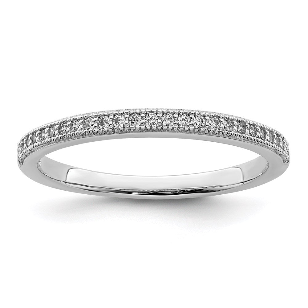 Sterlingsilber Brillant Glut Rhodiniert 25 Stein Mikro Pavé Zirkonia Poliert Ring