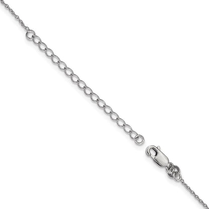 Sterlingsilber Brillant Glut Rhodiniert Gebürstet Zirkonia Tropfen mit 2 Zoll Verlängerung Halskette