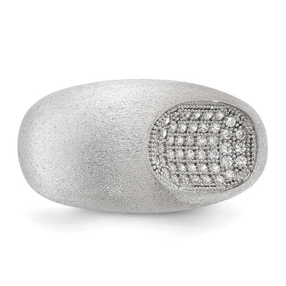 Sterlingsilber Brillant Glut Modern Gebürstet Zirkonia Ring