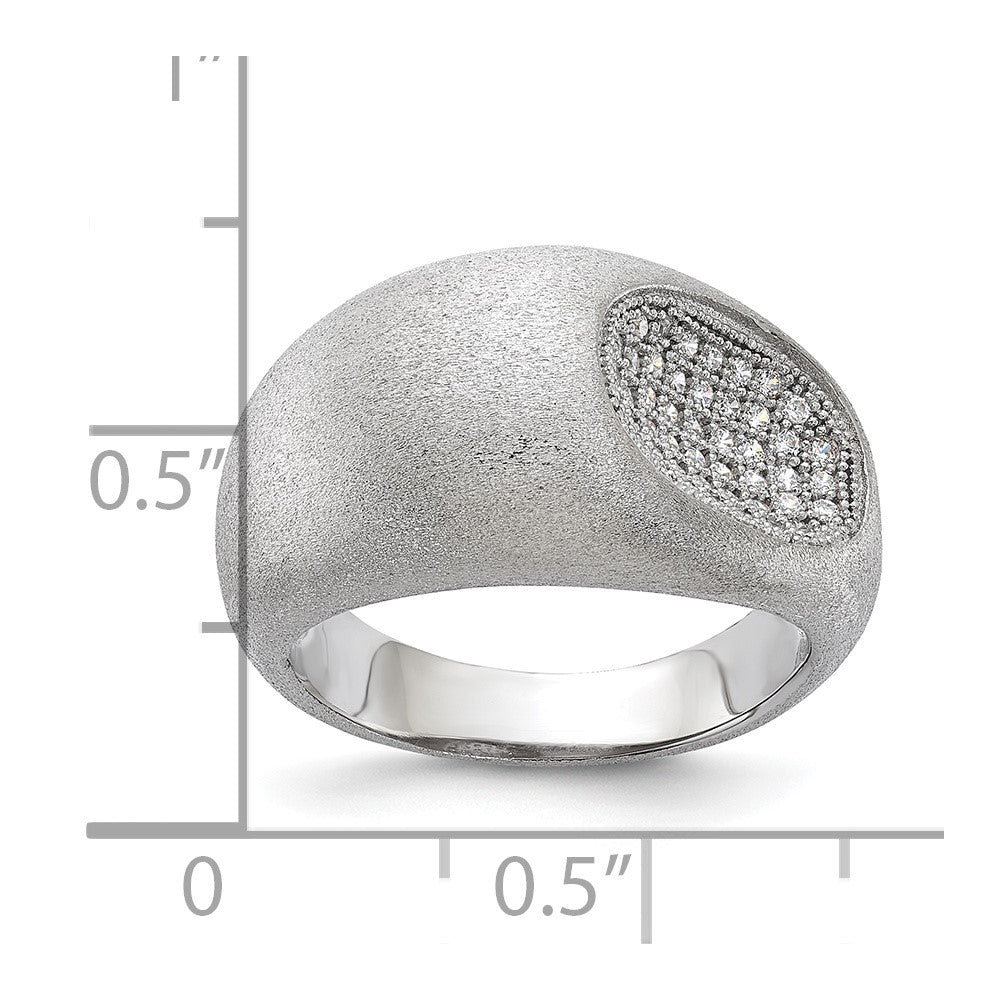 Sterlingsilber Brillant Glut Modern Gebürstet Zirkonia Ring
