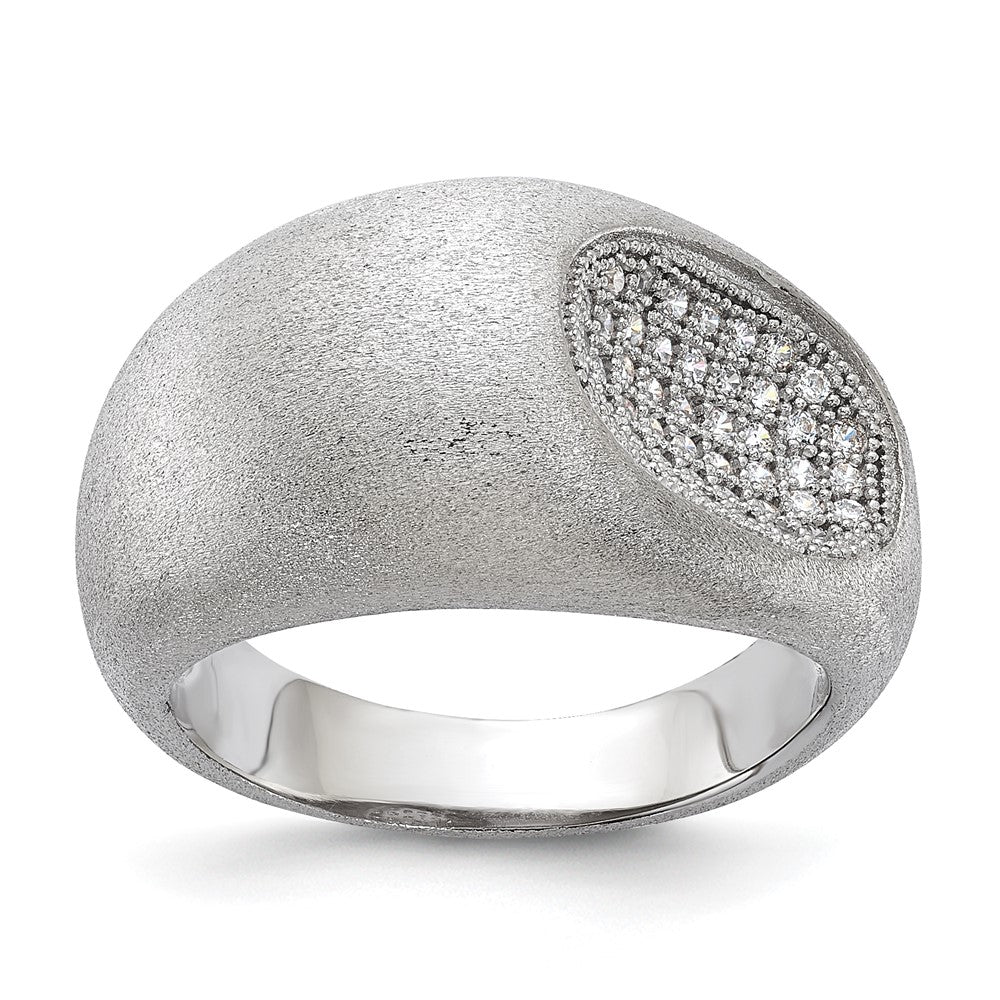 Sterlingsilber Brillant Glut Modern Gebürstet Zirkonia Ring