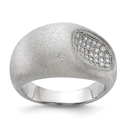 Sterlingsilber Brillant Glut Modern Gebürstet Zirkonia Ring