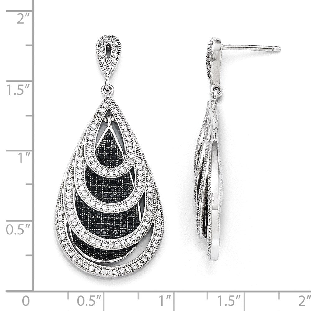 Sterlingsilber Ss Rhodiniert Zirkonia True Feuer Tropfen Hängend Ohrstecker
