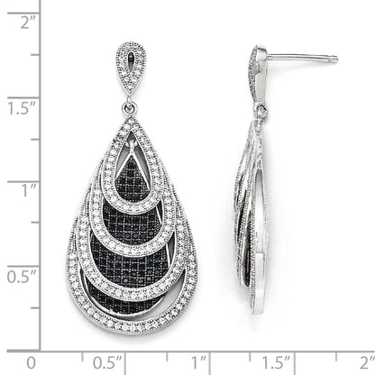 Sterlingsilber Ss Rhodiniert Zirkonia True Feuer Tropfen Hängend Ohrstecker