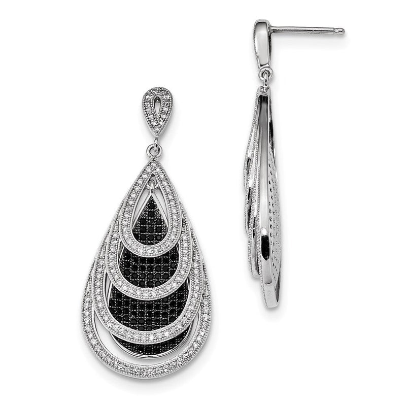 Sterlingsilber Ss Rhodiniert Zirkonia True Feuer Tropfen Hängend Ohrstecker